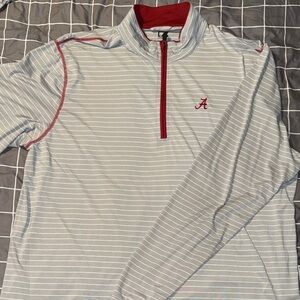 Cutter & Buck XL Alabama Script A Striped Quarter-Zip Pullover Gray w Red Accent